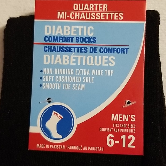 NEW 4 Pair Men's Diabetic Comfort Black Quarter Socks - Picture 3 of 10